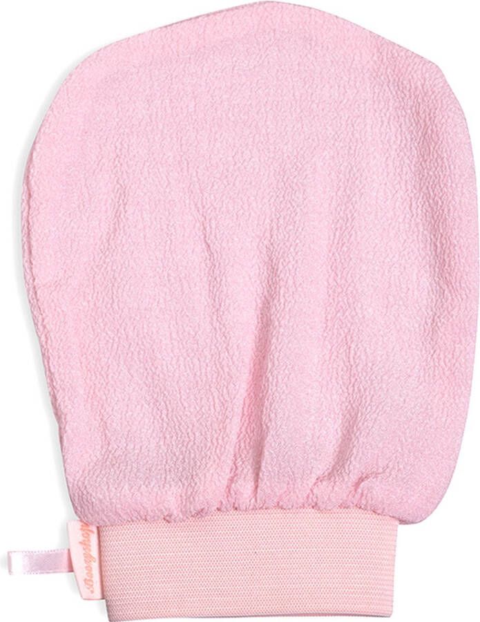 Boozyshop Exfoliating Glove Scrub Handschoen Verwijdert dode huidcellen Voor een gladde en stralende huid Skin Exfoliating Mitt Roze