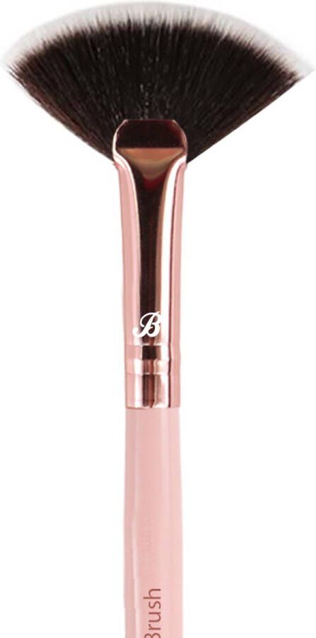Boozyshop Highlighter Kwast Pink & Rose Gold Small Fan Brush Make-up Kwasten Hoge Kwaliteit