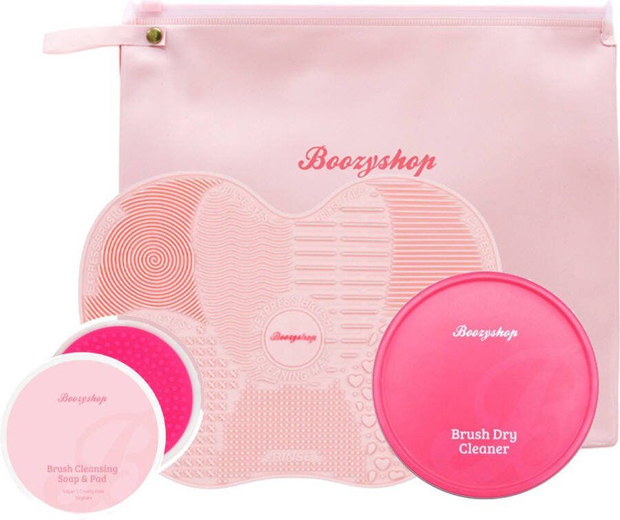 Boozyshop Make up kwastenreiniger set Effectieve reiniging van make up kwasten en make up spons Reinigingsmat Met zuignappen Keep m Clean Set