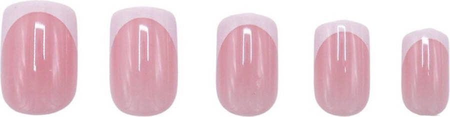 Boozyshop Nepnagels French Manicure Plaknagels Wit & Roze 24 Stuks Kunstnagels Press On Nails Pink & White Nail Art Plaknagels met Lijm French Nails