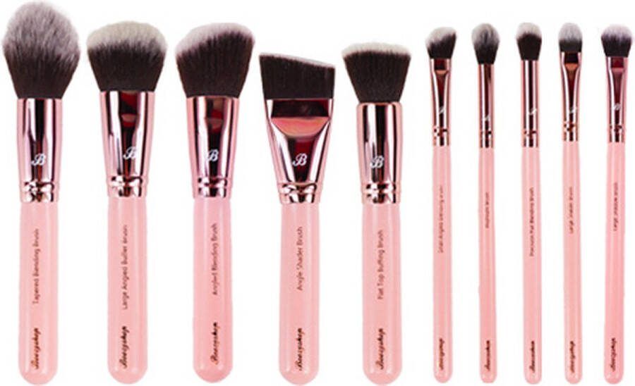 Boozyshop Pink & Rose Gold 10 pc. Sculpt & Contour Set Make up kwasten set Roze Rose goud 10-delig Kwastenset