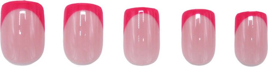 Boozyshop Nepnagels Hot Pink Plaknagels Roze 24 Stuks Kunstnagels French Manicure Press On Nails Manicure Nail Art Plaknagels met Lijm French Nails
