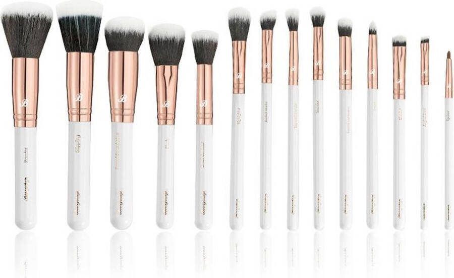 Boozyshop Rose Gold BoozyBrush 14 pc Starter Set Make up kwasten set Wit Rose Goud 14-delig Professionele make-up kwastenset Met etui