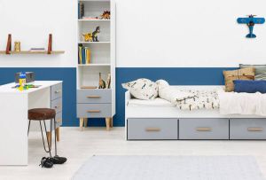 Bopita bedbank met 3 laden (excl. bodem) wit grijs Emma (90x200 cm)