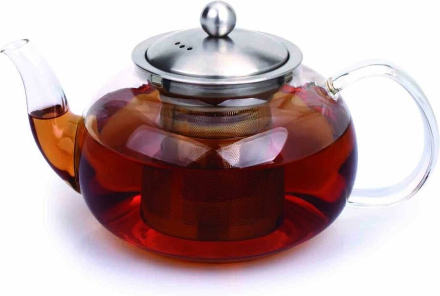 Merkloos Theepot Symphony 0 8 l glas roestvrij staal met theefilter