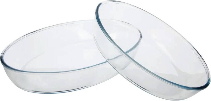 Secret de Gourmet Ovenschaal set 2x stuks ovaal Transparant Glas 26 en 35 cm Ovenschalen