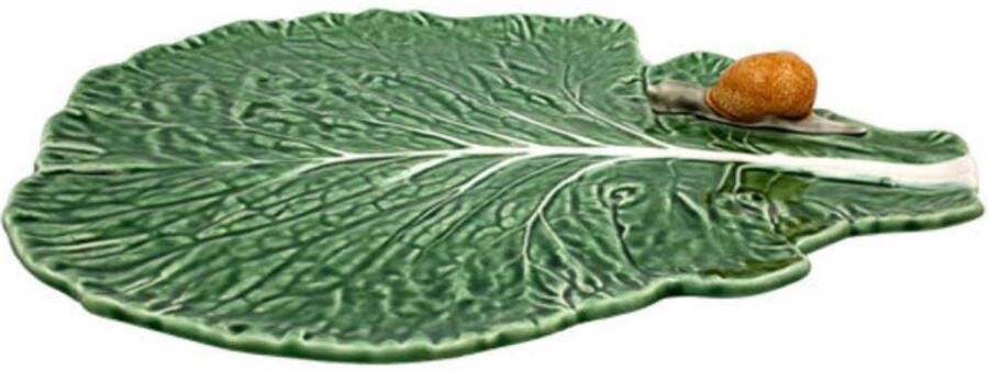Bordallo Pinheiro Serveerschaal groen koolblad met slak 39cm Schalen