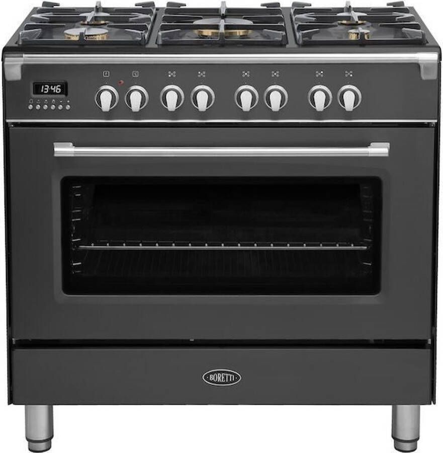 Boretti CFBG901AN3 Gasfornuis 90cm 5 branders incl. Dual Fuel Enkele oven 87L AN