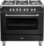 Boretti CFBG901ZW3 Gasfornuis 90cm 5 branders incl. Dual Fuel Enkele oven 87L ZW - Thumbnail 1