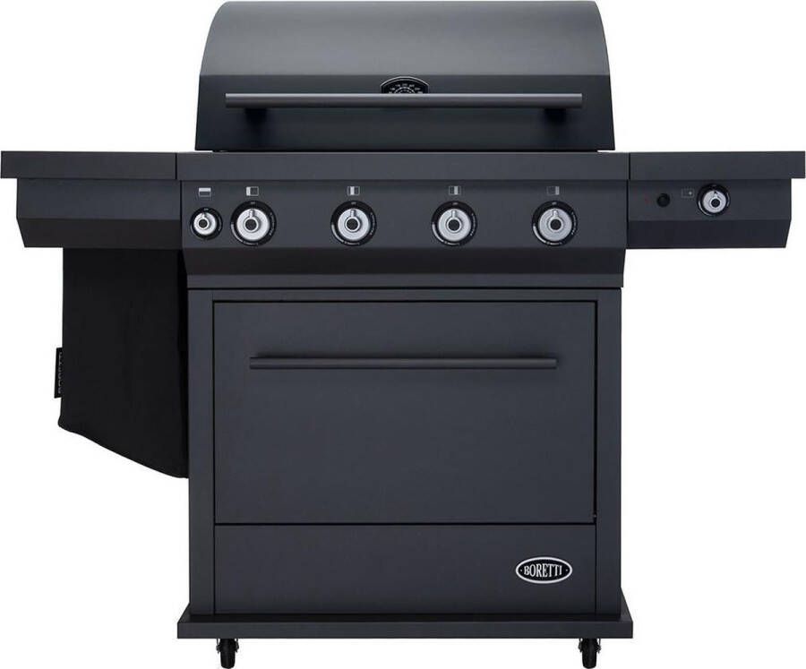 Boretti Maggiore Gasbarbecue buitenkeuken 5 branders Antraciet infrarood burner gietijzeren bakplaat gietijzer grillrooosters
