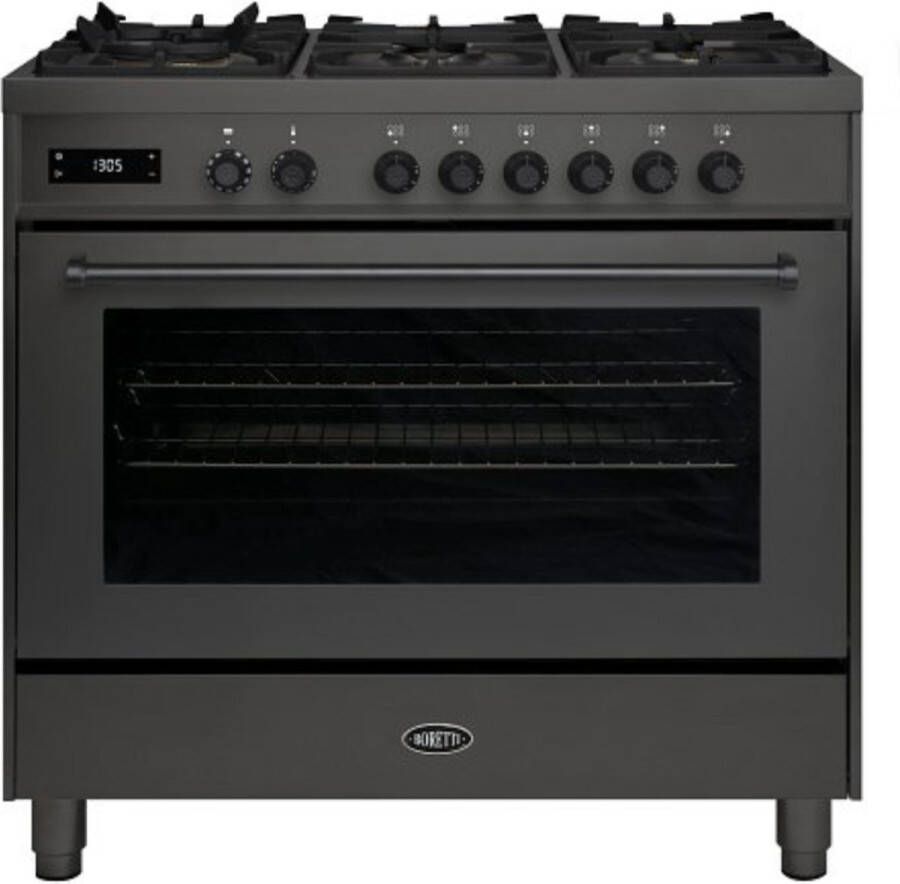 Boretti MLG96BMAT Gasfornuis 90cm 6 brander XL-oven 123L AN