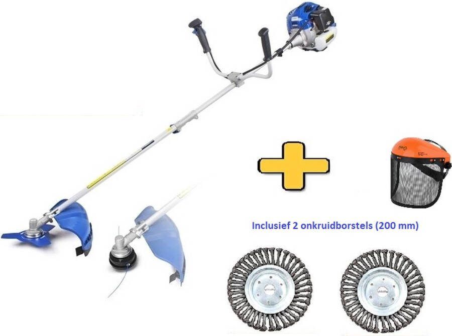 Borg Krachtige 52cc benzine bosmaaier + 2 onkruidborstels 3 in 1 tuinmachine