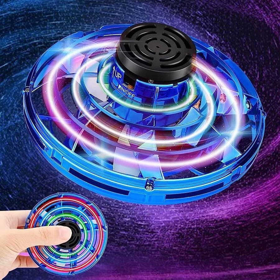 Borg's Choice Vliegende Spinner Blauw met LED • Original Flying Flynova • Fidget Spinner • Boomerang • UFO • Fly Spinner • Vliegende Drone • Fidget • Mini Ufo • Boemerang