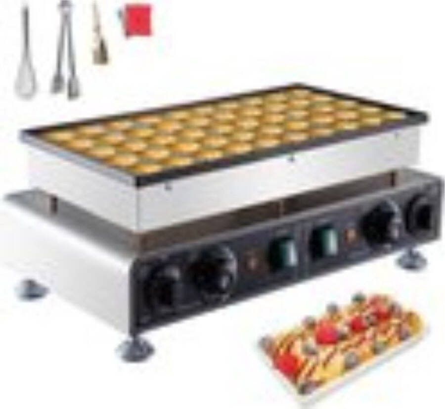Boriso Poffertjespan Poffertjesmachine 50 stuks 1600W Elektrisch Grote plaat Poffertjes maken