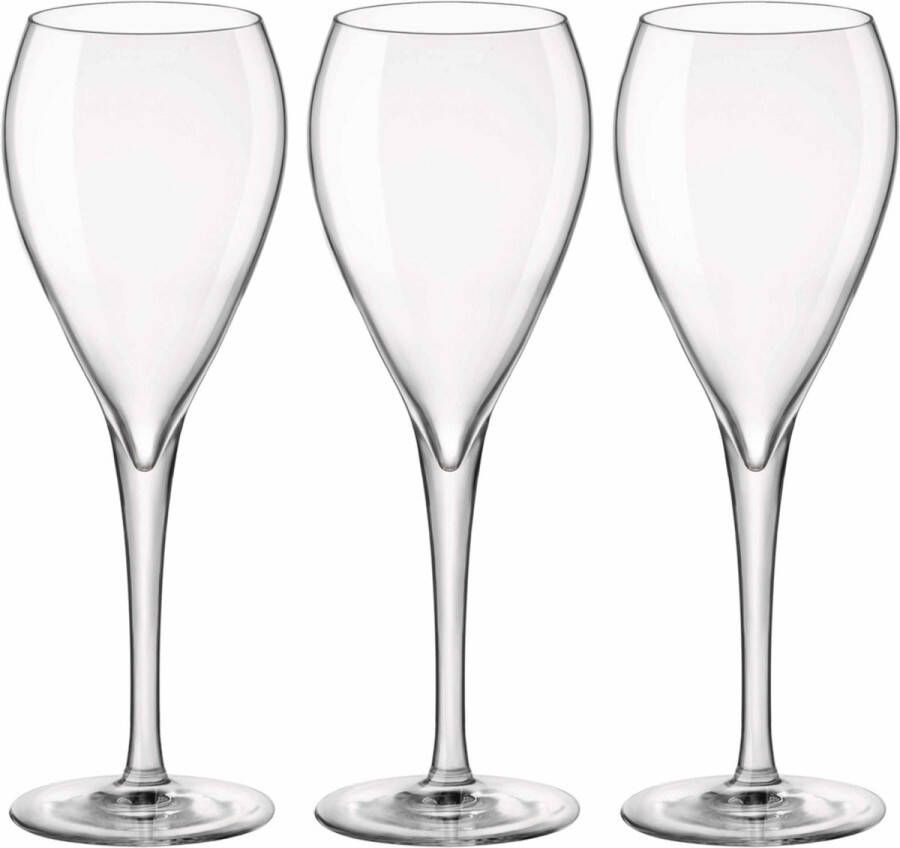 Bormioli 12x Stuks champagneglazen van glas 150 ml Glazen op voet voor Champagne bubbels of Cava