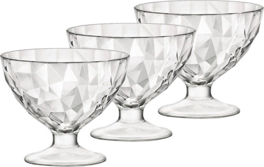 Bormioli Rocco ijcoupes ijsjes dessert serveer schaaltjes set 12x stuks bewerkt glas 360 ml IJscoupes