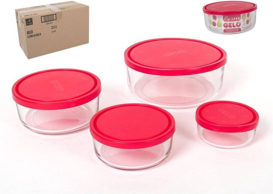 Bormioli Rocco Frigoverre Vershoudbakjes Frigoverre Glas Rood 4-Delig