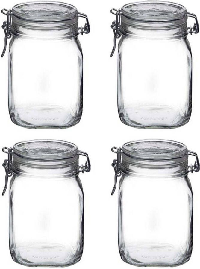Bormioli Rocco 10x stuks glazen weckpotten 1 Liter Bewaarpotten Klempotten voor conserven Keuken artikelen voedsel bewaren