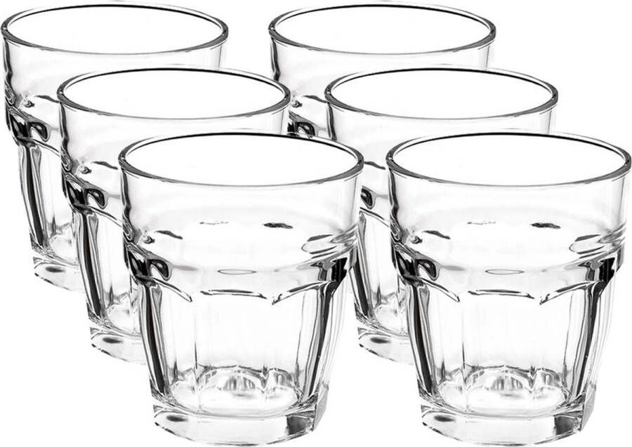 Merkloos Sans marque 6x Drinkglazen waterglazen Rock Bar transparant 270 ml Koffie thee glazen Rock Bar 270 ml