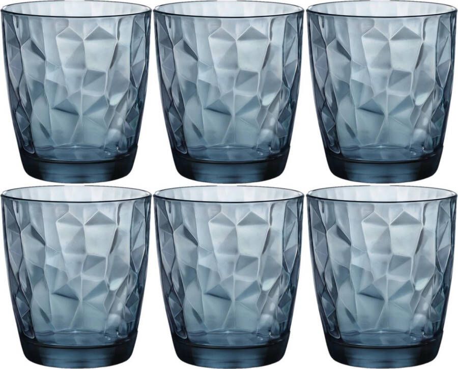 Bormioli Rocco Set van 12x stuks tumbler waterglazen drinkglazen blauw 390 ml Drinkglazen