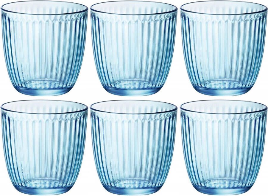 Bormioli Rocco Set van 12x stuks waterglazen drinkglazen blauw 290 ml Drinkglazen