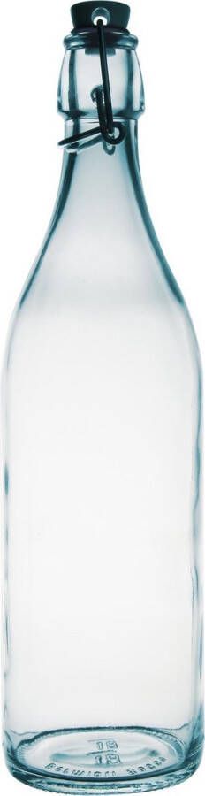 Bormioli Rocco 1x Glazen beugelflessen weckflessen transparant 1 liter rond Waterflessen Karaffen