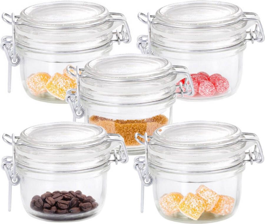 Bormioli Rocco 8x stuks luchtdichte pot transparant glas 125 ml Weckpotten