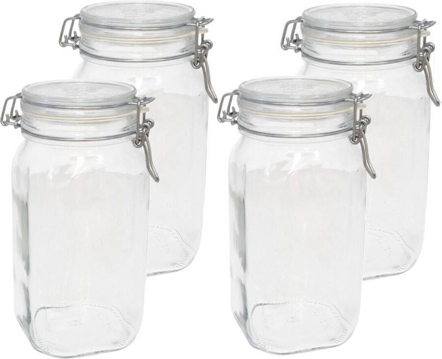 Bormioli Rocco 8x Weckpot inmaakpot 1 5 liter met rubberen ring klepdeksel en beugelsluiting Voorraadpotten