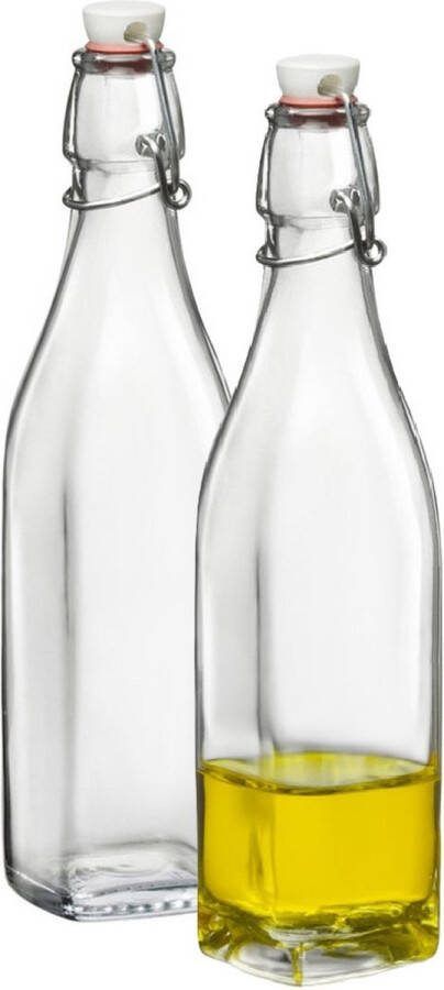 Bormioli Rocco beugelfles weckfles 2x 500 ml vierkant transparent water olie azijn spapen Karaffen