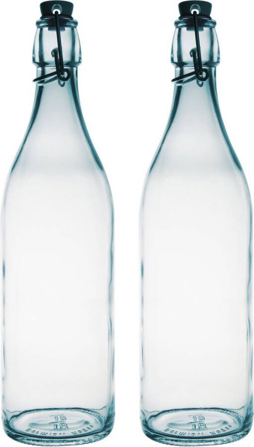 Bormioli Rocco beugelfles weckfles 2x transparant glas 1 liter Waterflessen Karaffen