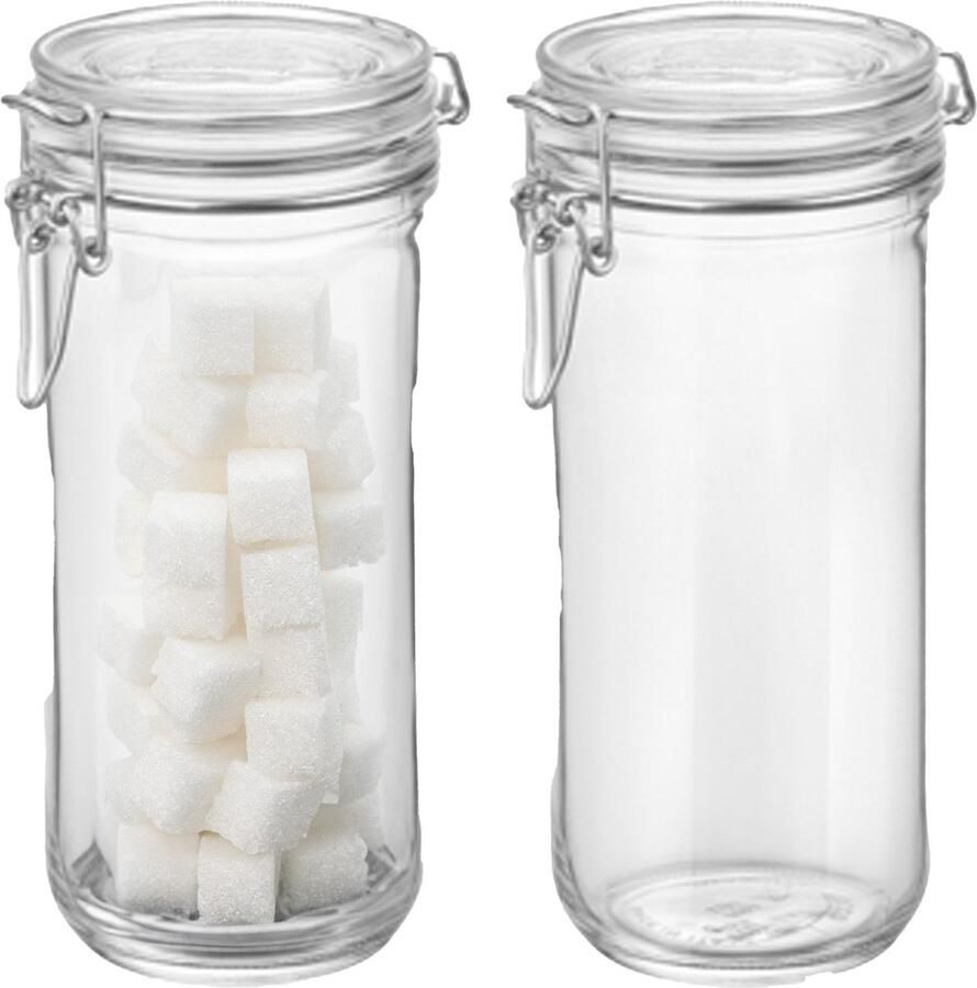 Bormioli Rocco Bormiolo Rocco Set van 2 weckpotten glas transparant 1 L