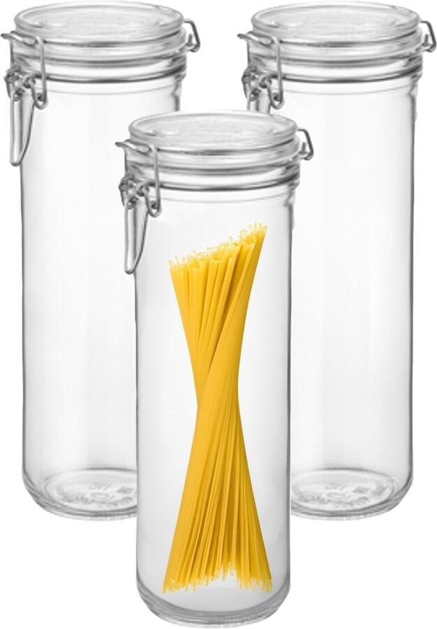 Bormioli Rocco Spaghetti voorraad weck pot 4x glas transparant 26 x 9 cm 1 5 L