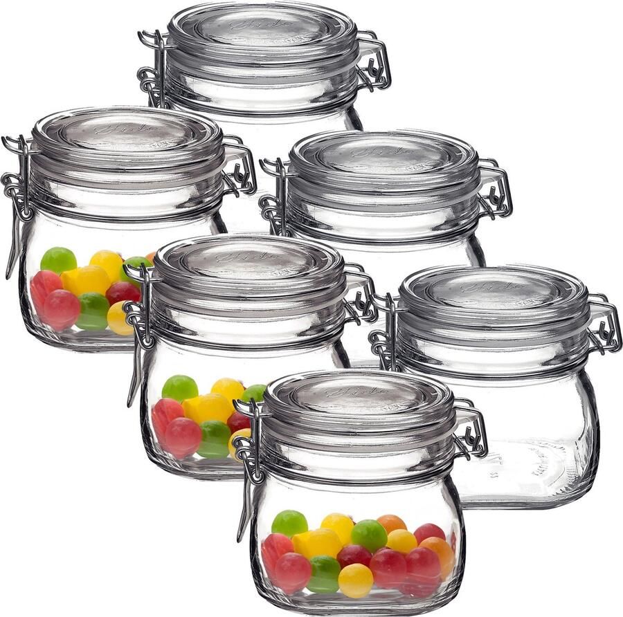 Bormioli Rocco Voorraad weckpot 6x glas transparant 10 x 10 cm 500 ml