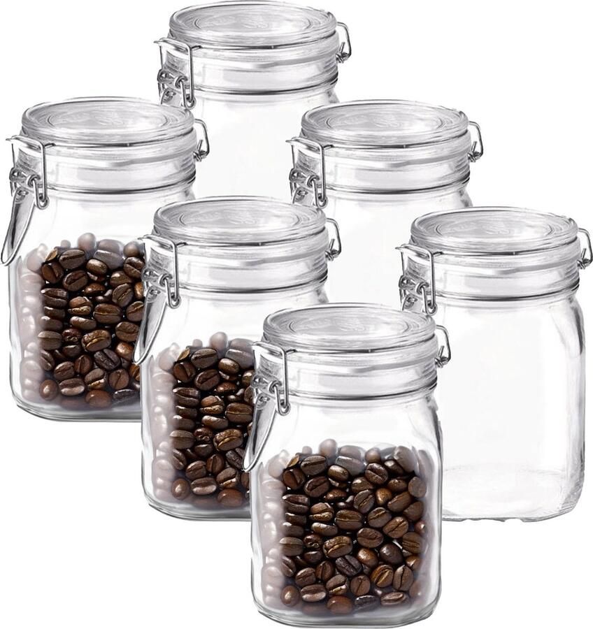 Bormioli Rocco Voorraad weckpot 6x glas transparant 16 x 10 6 cm 1 L