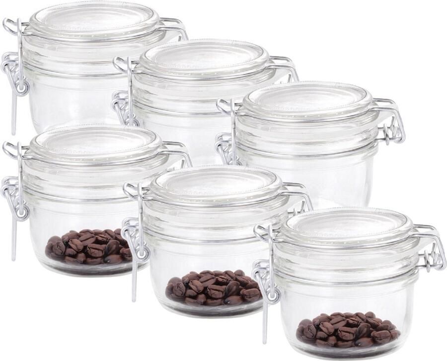 Bormioli Rocco Voorraad weckpot 6x glas transparant 8 x 7 cm 125 ml
