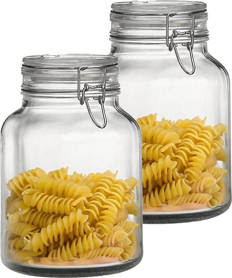Bormioli Rocco Weckpot inmaakpot 2x 2 L glas met beugelsluiting luchtdicht 12 x 22 cm