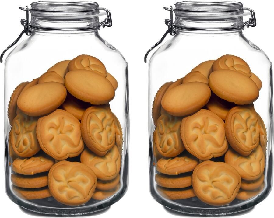 Bormioli Rocco Weckpot inmaakpot 2x 4 L glas met beugelsluiting luchtdicht voorraadpot