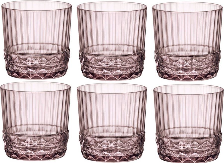 Bormioli Rocco Cocktailglazen Whiskey Glazen Waterglazen America 20's Lilac Rose 370 ml 6 stuks