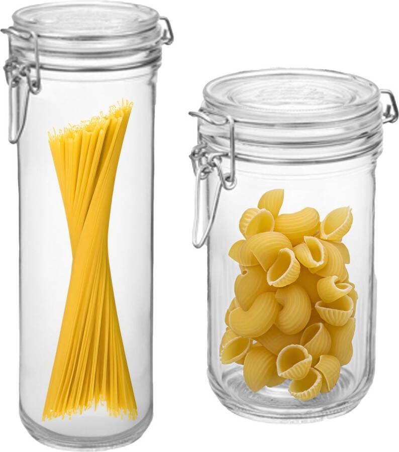 Bormioli Rocco Bormiolo Rocco Set van 2 weckpotten glas transparant 1 5 L en 0 75 L