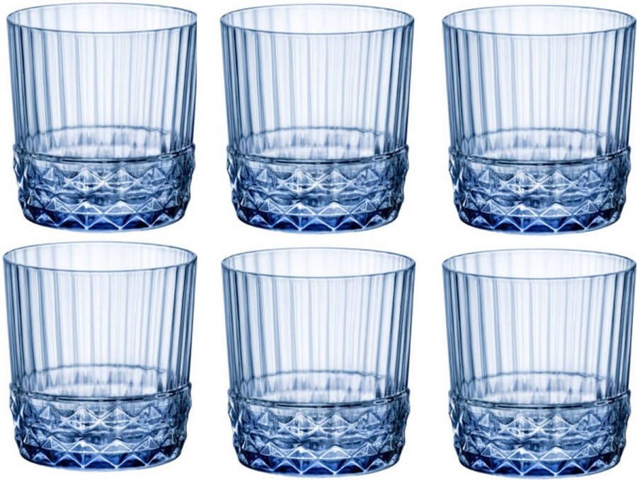 Bormioli Rocco Cocktailglazen Whiskey Glazen Waterglazen America 20&apos;s Sapphire Blue 370 ml 6 Stuks