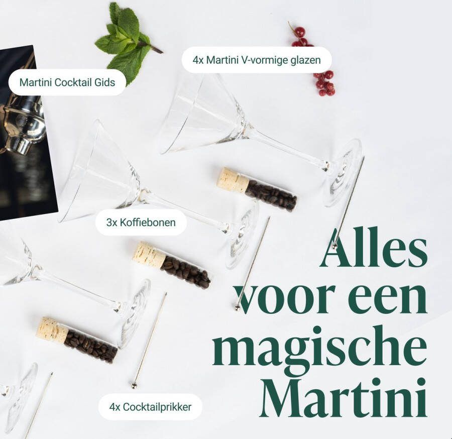 Cocora Martini Glazen Set Cocktail Set Cocktail Boek (10+ populaire recepten) RVS Cocktailprikkers Specialty Koffiebonen Luxe Cadeauverpakking Kerstcadeautjes klein