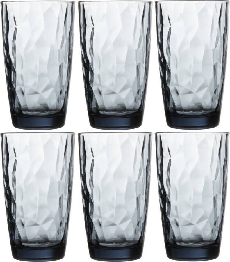 Bormioli Rocco Set van 12x stuks waterglazen longdrinkglazen blauw 470 ml Longdrinkglazen