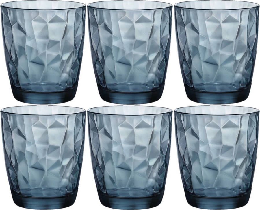 Bormioli Rocco Set van 12x stuks tumbler waterglazen drinkglazen blauw 390 ml Drinkglazen