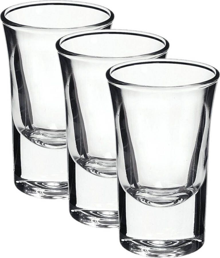 Bormioli Rocco Set van 3x stuks shotglazen shotglaasjes van glas 57 ml Shotglaasjes