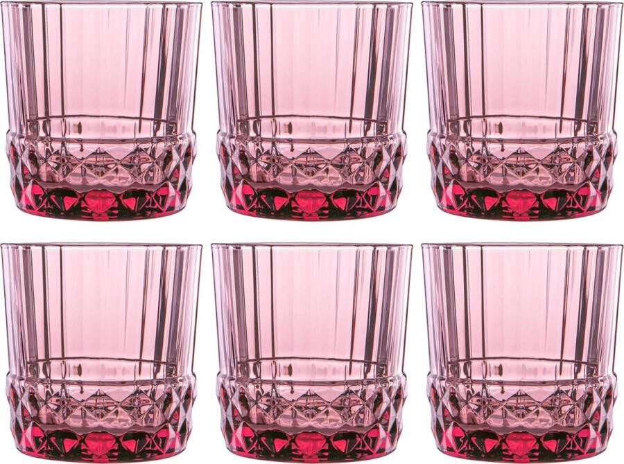 Bormioli Rocco GLAMOMAX'S Choice Lila Rose Retro Waterglazen '20s Lila Rose 37 cl 6 stuks Drinkglazen Vaatwasserbestendig Vintage look