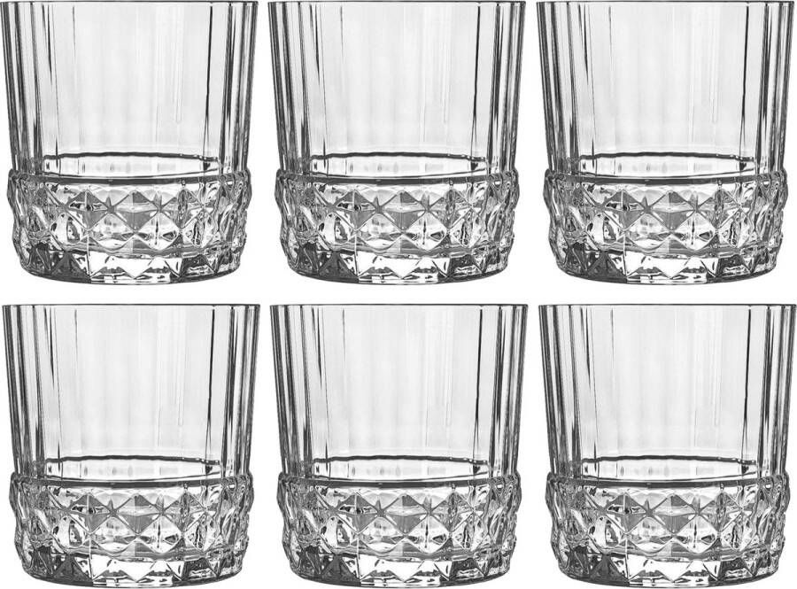 Bormioli Rocco GLAMOMAX'S Choice Transparante Retro Waterglazen '20s Transparant 37 cl 6 stuks Drinkglazen Vaatwasserbestendig Vintage glaswerk