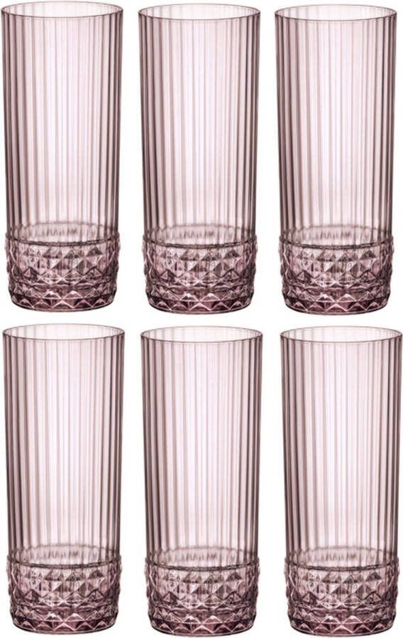 Bormioli Rocco Longdrinkglazen America 20's Lilac Rose 490 ml 6 stuks