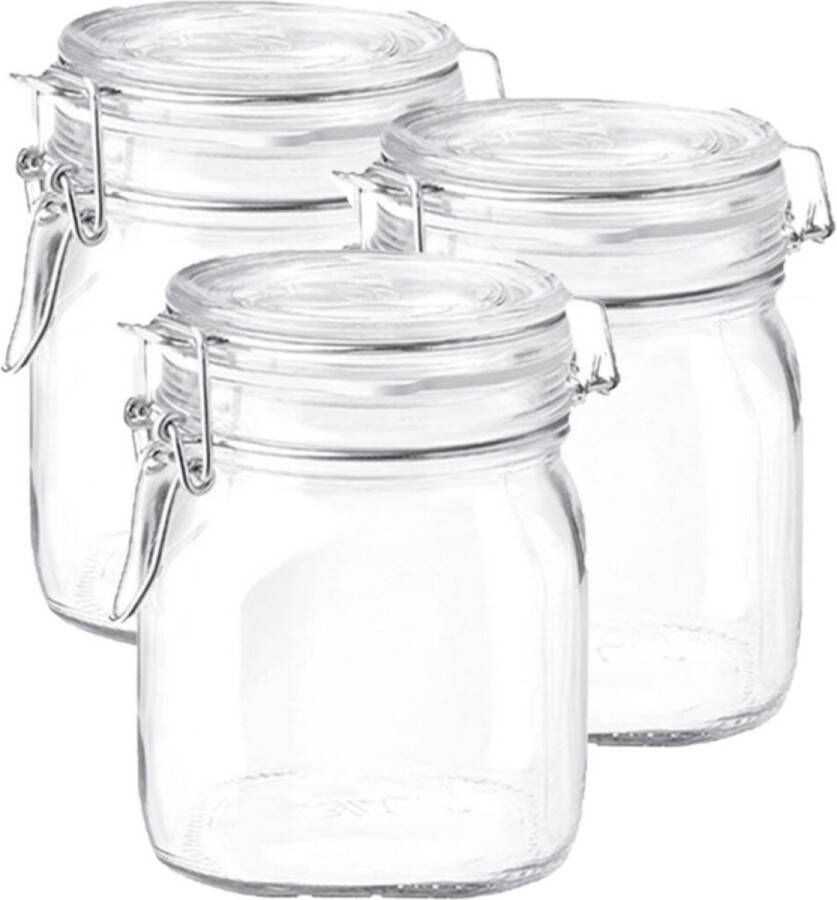 Bormioli Rocco Set van 12x stuks glazen weckpotten inmaakpotten met beugelsluiting 750 ml Bewaarpotten voorraadpotten