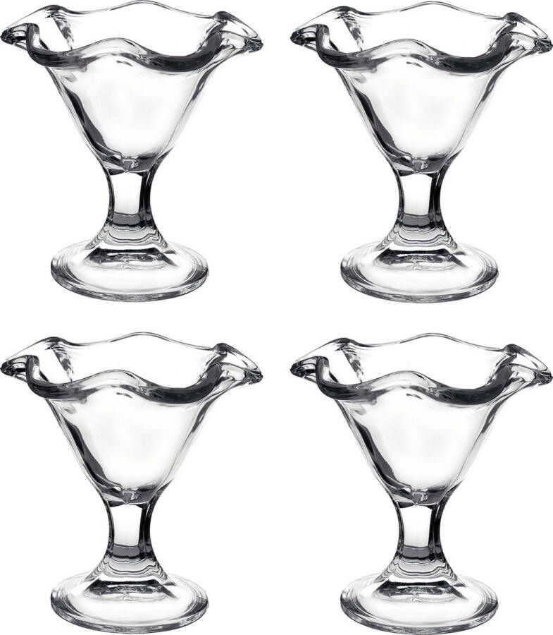 Bormioli Rocco Set van 12x stuks ijs sorbet coupes op voet van glas 240 ml Ijscoupe glazen schaaltjes