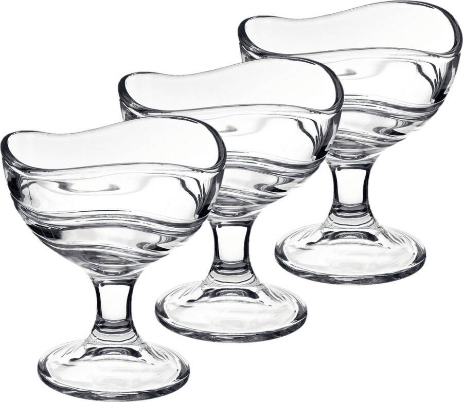 Bormioli Rocco Set van 12x stuks ijs sorbet coupes op voet van glas 300 ml Ijscoupe glazen schaaltjes
